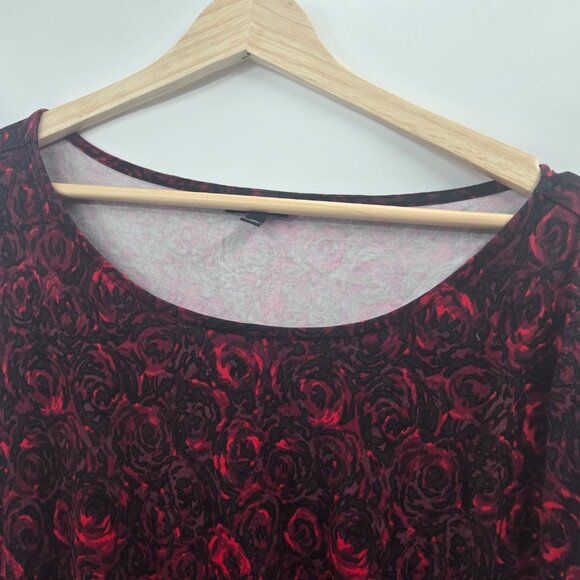 Talbots Red Floral Rose Side Cinched Sheath Midi Dress - Picture 8 of 11